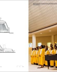 Book cover of Perform: Designing for the Performing Arts, with interior of building with multiple floors. Published by Images Publishing.