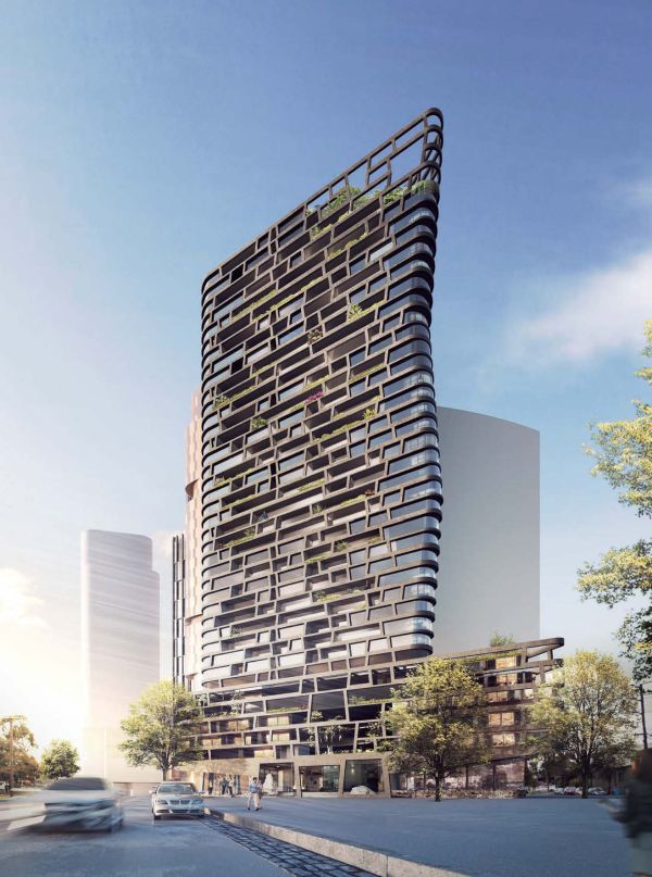 Book cover of Hayball: Leading Architects, with a tall panelled building. Published by Images Publishing.