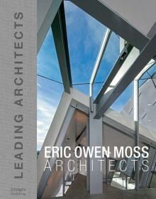 Book cover of Eric Owen Moss: Leading Architects, featuring a building with a glass roof. Published by Images Publishing.
