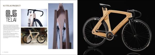 Book cover of The Wooden Bicycle: Around the World, featuring a racing bike made of wood. Published by Images Publishing.