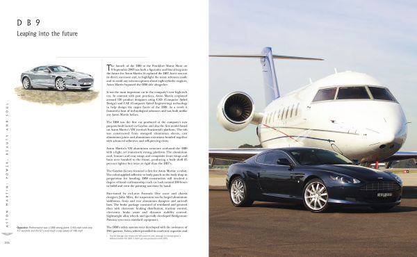 Book cover of Aston Martin: Power, Beauty and Soul, featuring a white Aston Martin V12 Vanquish on the road, with mountains behind. Published by Images Publishing.