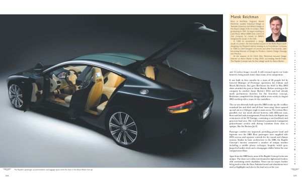 Book cover of Aston Martin: Power, Beauty and Soul, featuring a white Aston Martin V12 Vanquish on the road, with mountains behind. Published by Images Publishing.