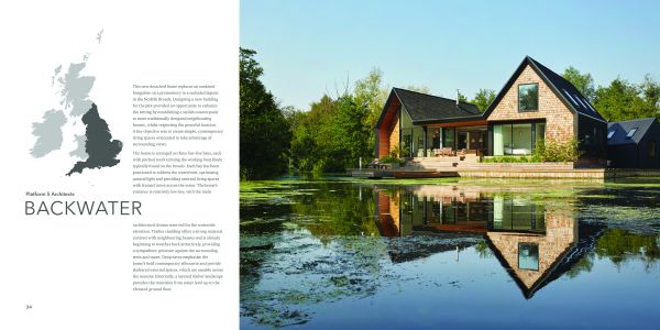 Book cover of British + Irish Modern: New Houses and Old Houses Made New with a large open door to interior, low table with purple alliums in vase, hanging light fittings. Published by Images Publishing.