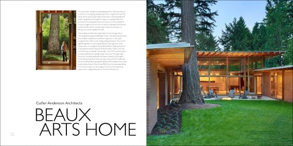 Book cover of The American House: 100 Contemporary Homes, featuring a a cabin at the bottom of the mountains. Published by Images Publishing.