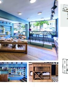 Book cover of Bakery Design, featuring the a bakery shop interior with glass display cabinets, with cakes underneath. Published by Images Publishing.
