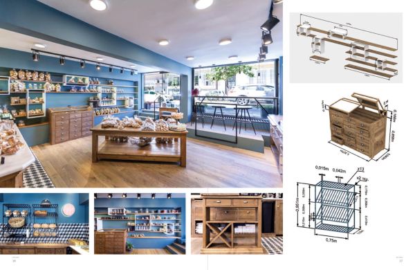 Book cover of Bakery Design, featuring the a bakery shop interior with glass display cabinets, with cakes underneath. Published by Images Publishing.