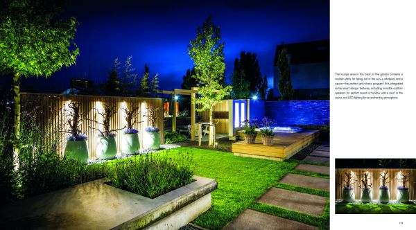 Book cover of Private Gardens: Design Secrets to Creating Beautiful Outdoor Living Spaces, featuring a lush green landscape garden, paving stones leading to foliage covered arch. Publishing by Images Publishing.