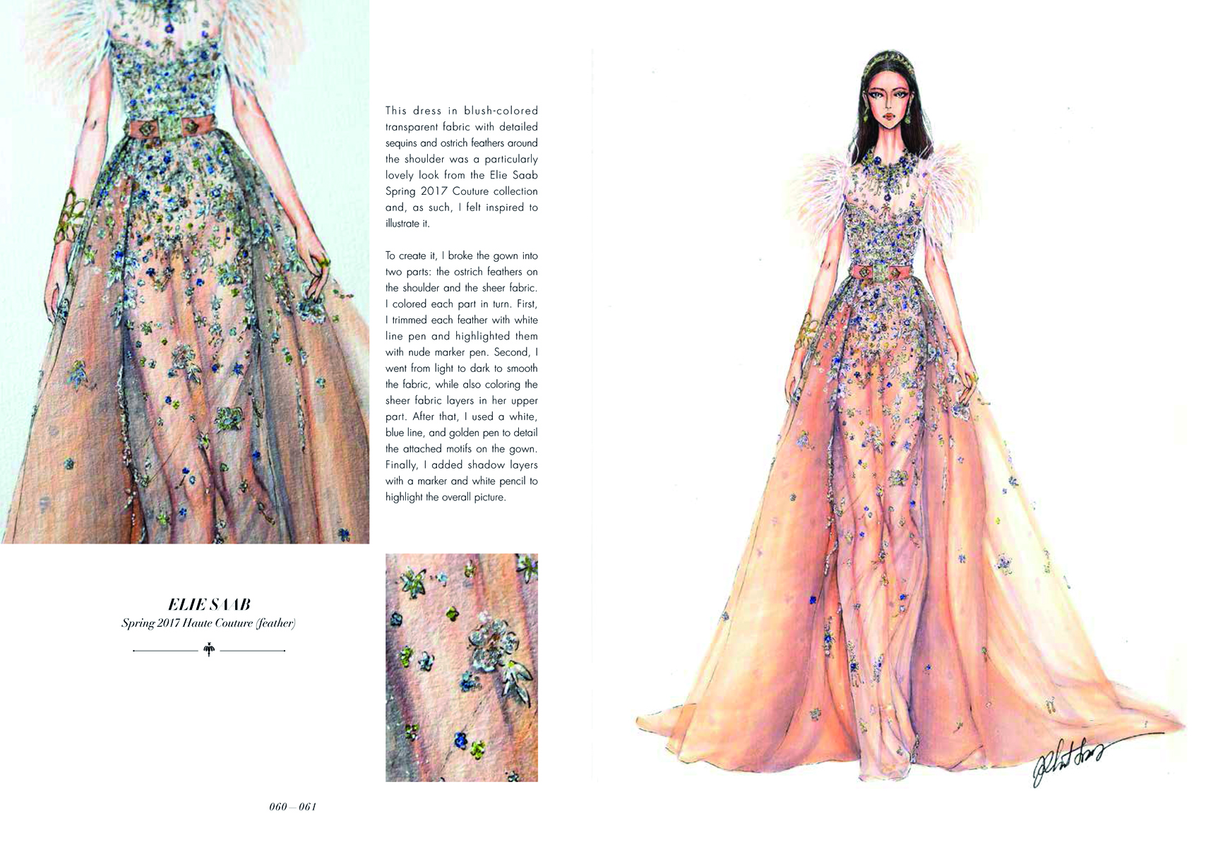 Book cover of Dressing in Dreams: The Couture Fashion Illustrations of Eris Tran, with a fashion model in long pleated rainbow dress. Published by Images Publishing.