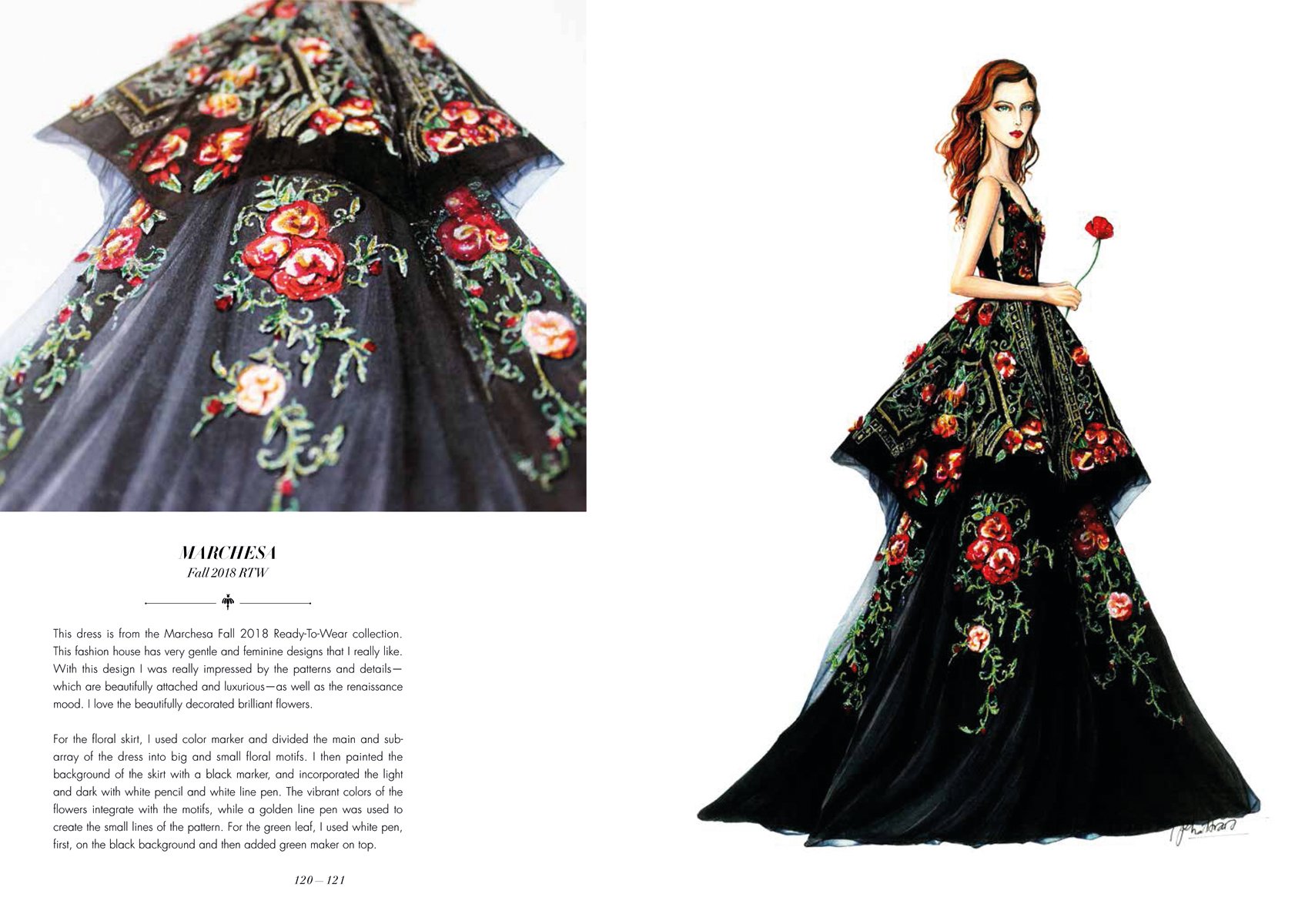 Book cover of Dressing in Dreams: The Couture Fashion Illustrations of Eris Tran, with a fashion model in long pleated rainbow dress. Published by Images Publishing.
