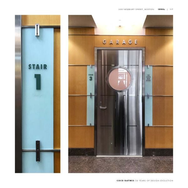 50 Years of Design Evolution in white font on grey woven cover, coco raynes in embossed font to centre.