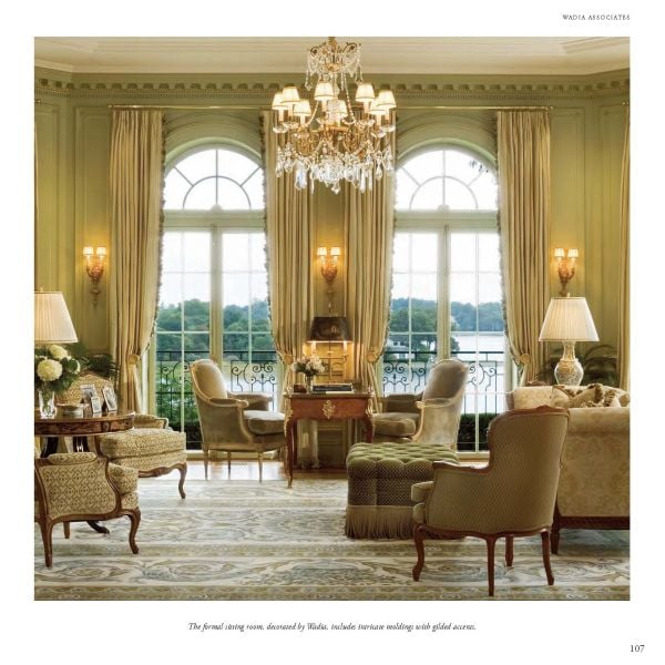 Book cover of Wadia Associates: New Classicists; Residential Architecture of Distinction, with a Queen Anne style home illuminated by dusky pink evening sky. Published by Images Publishing.