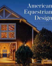 Book cover of American Equestrian Design Barns, Farms, and Stables by Blackburn Architects, with horse stable entrance. Published by Images Publishing.