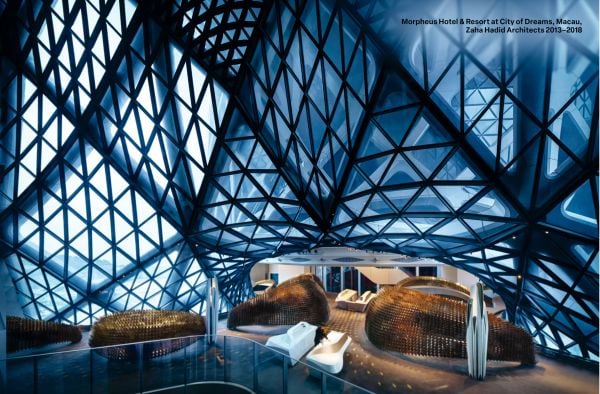 Book cover of Tectonism, Architecture for the 21st Century, with a close-up of Morpheus hotel in Macau. Published by Images Publishing.