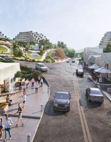 Organic exterior of Saebyeol Brewery in South Korea, TAESUN HONG YKH ASSOCIATES, in white font above.