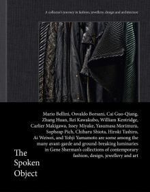 Collection of black fabrics hung up, on black cover, The Spoken Object in white font to lower left, by Images Publishing Group.