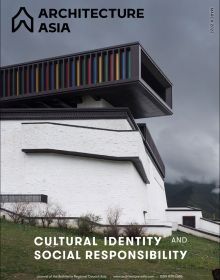 Book cover of Architecture Asia: Cultural Identity and Social Responsibility, featuring the Tibet Intangible Cultural Heritage Museum / Shenzhen. Published by Images Publishing.