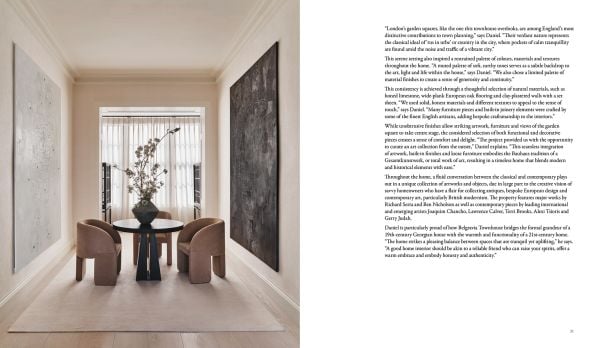 Book cover of Curated Living: Elegant Interiors and Artful Homes, featuring an interior living room with wood table and beige drapes. Published by Images Publishing.