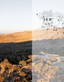 Book cover of Aidlin Darling Design's High Desert Retreat, with large rocks and roof structure behind. Published by Images Publishing.