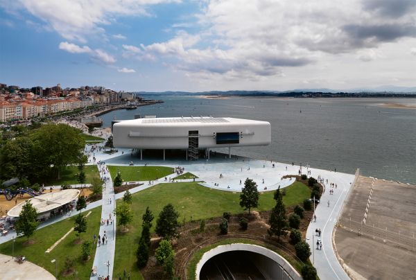 Book cover of Expect the Unexpected: luis vidal + architects, with part of the red structure of the Boston Logan International Airport Terminal E. Published by Images Publishing.