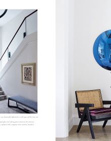 Book cover of Tailored Interiors: The Bespoke Designs of Patrick Sutton; featuring a circular interior with a spiral staircase and curved bench. Published by Images Publishing.