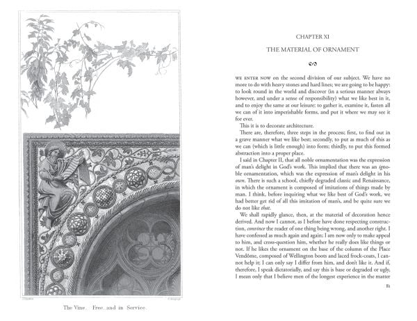 Book cover of The Stones of Venice, with Italian stonework. Published by Pallas Athene.