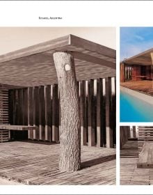 Book cover of Outdoor Living: Courtyards, Decks and Patios featuring a garden patio area with fireplace, table and chairs, and oven. Published by Images Publishing.