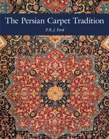 Book cover of The Persian Carpet Tradition, Six Centuries of Design Evolution, with a red and blue medallion design carpet design. Published by Hali Publications.