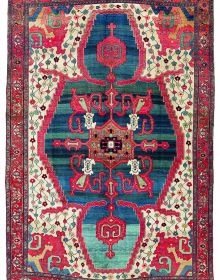 Book cover of The Persian Carpet Tradition, Six Centuries of Design Evolution, with a red and blue medallion design carpet design. Published by Hali Publications.