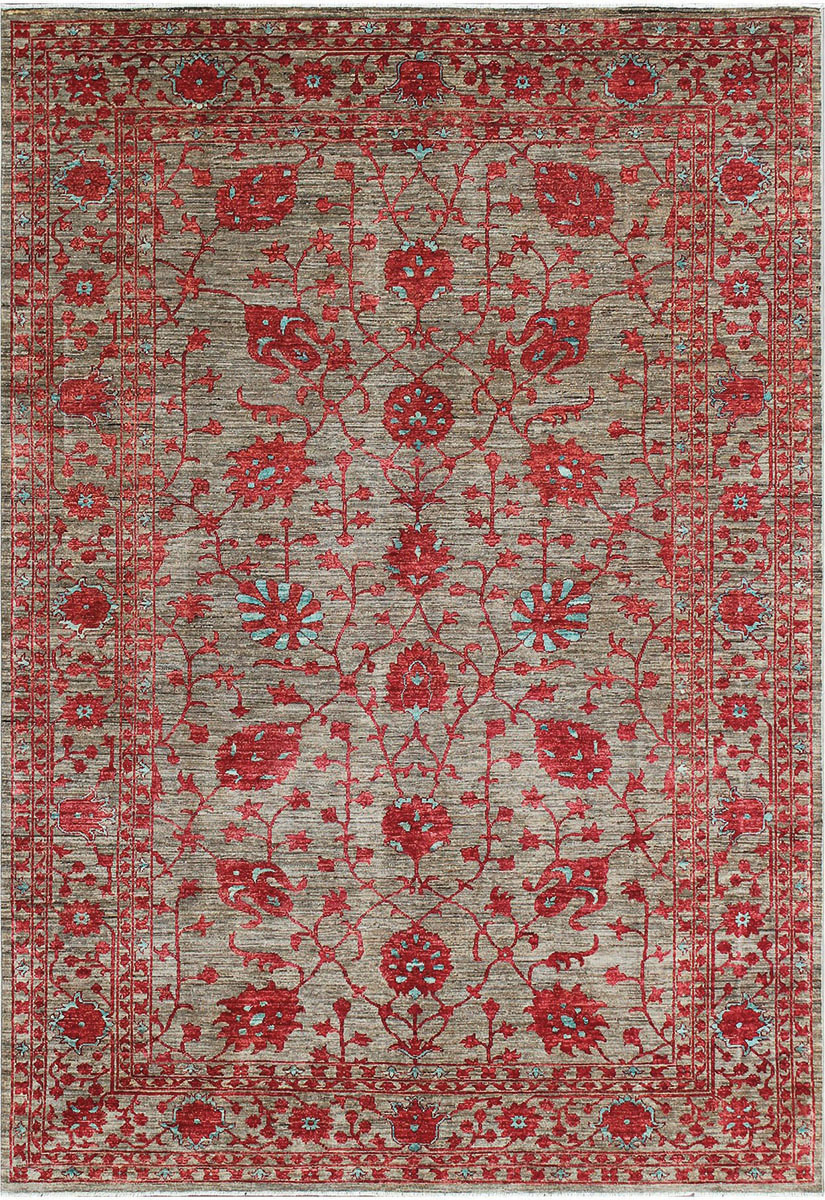 Montage of colourful pattered rugs, on white cover, The Handmade Carpet in bronze font on white centre square