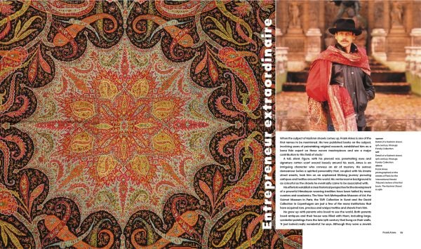 Book cover of Sheila Fruman’s Pull of the Thread, Textile Travels of a Generation, with colorful checked fabric in purple, pink and orange. Published by Hali Publications.