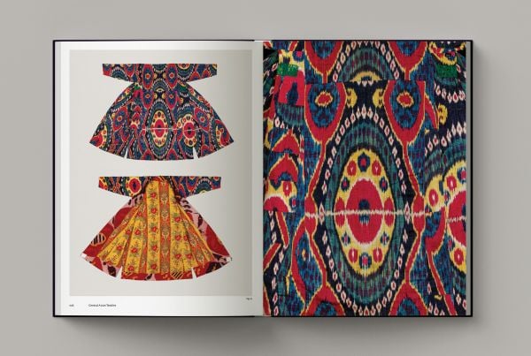 Book cover of Central Asian Textiles, The Neville Kingston Collection, featuring a section of brightly colored embroidery. Published by Hali Publications.