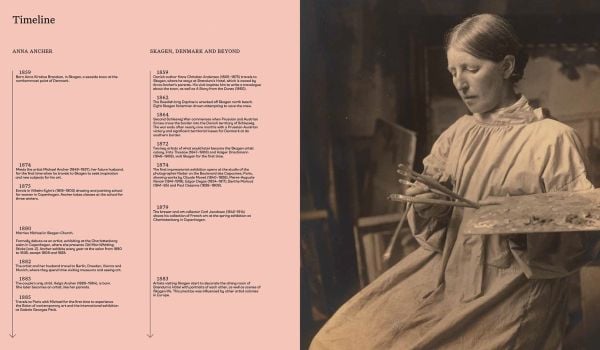 Book cover of Anna Ancher: Painting Light; featuring a painting of a living room with orange light seeping through window. Published by Dulwich Picture Gallery.