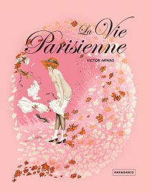Book cover of Victor Arwas' La Vie Parisienne, with topless lady wearing spats boots. Published by Papadakis.