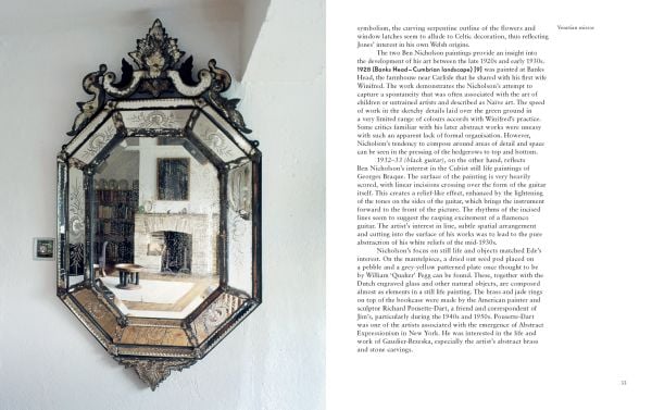 Interior of Kettle's Yard room with brick fire place, wood floor, on cover of 'Kettle's Yard House Guide', by Kettle's Yard, University of Cambridge.