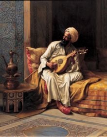 Painting “The Philosopher” by Ludwig Deutsch (1905), on cover of 'Masterpieces of Orientalist Art, The Shafik Gabr Collection', by ACC Art Books.