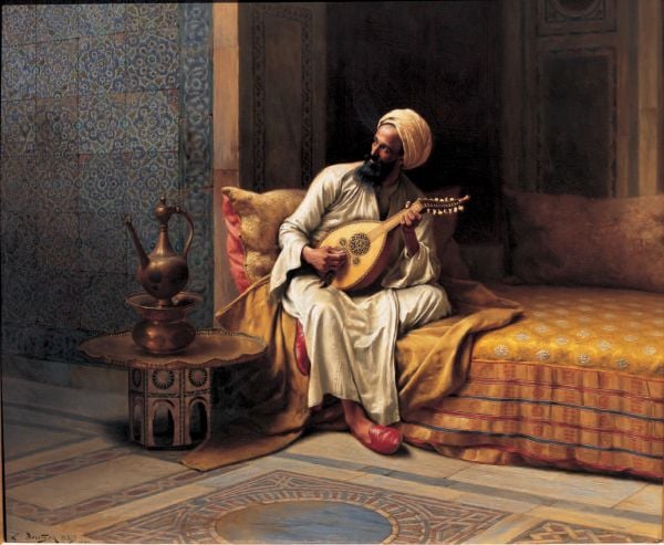 Painting “The Philosopher” by Ludwig Deutsch (1905), on cover of 'Masterpieces of Orientalist Art, The Shafik Gabr Collection', by ACC Art Books.