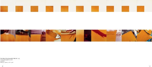 'John Hilliard: Not Black and White', in black font on white board, within office space, by Ridinghouse.