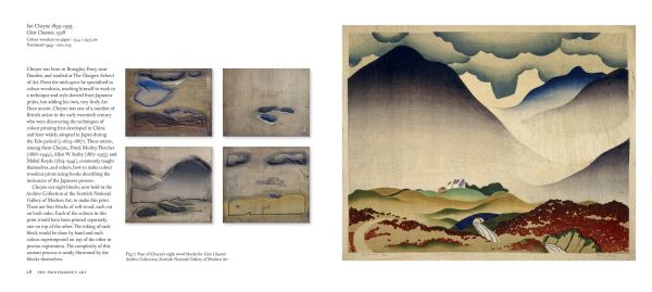 Book cover of The Printmakers' Art, with a bold print in black, blue and white. Published by National Galleries of Scotland.