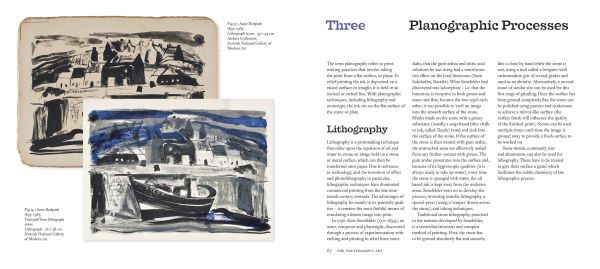 Book cover of The Printmakers' Art, with a bold print in black, blue and white. Published by National Galleries of Scotland.