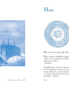 Blue book cover of Richard Inwards Weather Lore Volume III: A Collection of Proverbs, Sayings and Rules Concerning the Weather – The Elements: Clouds, Mists, Haze, Dew, Fog, Rain, Rainbows. Published by Papadakis.