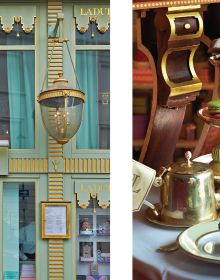 Book cover of Jean Cazals' TeaTime: A Taste of London's Best Afternoon Teas, with a tea cake dusted with icing sugar, and white teapot behind. Published by Papadakis.