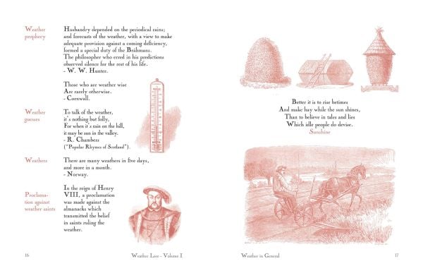 Book cover of Richard Inwards Weather Lore Volume I: A Collection of Proverbs, Sayings and Rules Concerning the Weather – Weather in General, with three leaves. Published by Papadakis.