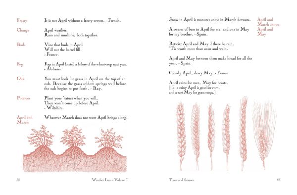 Book cover of Richard Inwards Weather Lore Volume I: A Collection of Proverbs, Sayings and Rules Concerning the Weather – Weather in General, with three leaves. Published by Papadakis.