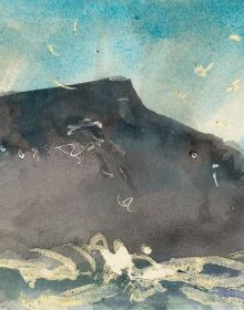 Book cover of A Shetland Notebook: Norman Ackroyd; featuring a watercolour landscape painting. Published by Royal Academy of Arts.