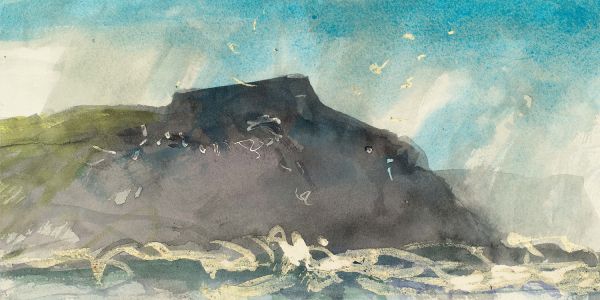 Book cover of A Shetland Notebook: Norman Ackroyd; featuring a watercolour landscape painting. Published by Royal Academy of Arts.