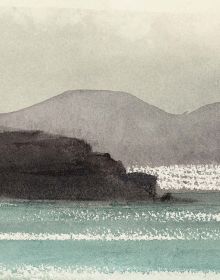 Book cover of A Shetland Notebook: Norman Ackroyd; featuring a watercolour landscape painting. Published by Royal Academy of Arts.