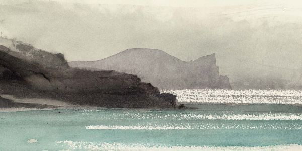 Book cover of A Shetland Notebook: Norman Ackroyd; featuring a watercolour landscape painting. Published by Royal Academy of Arts.