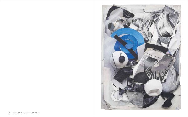 Drawing of white objects wrapped in plastic, 'Neil Gall, Drawing', in white font to top left, by Ridinghouse.