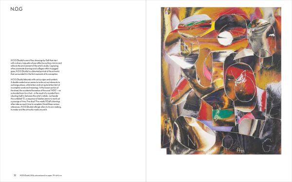 Drawing of white objects wrapped in plastic, 'Neil Gall, Drawing', in white font to top left, by Ridinghouse.