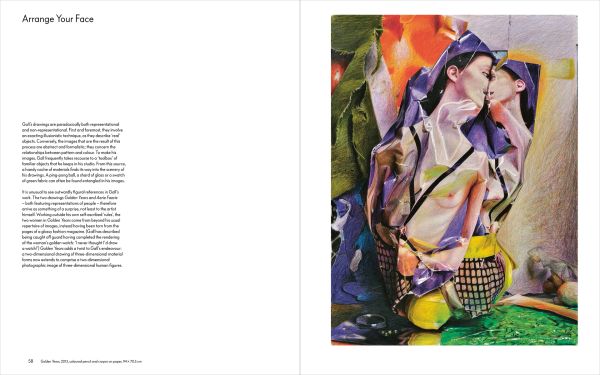 Drawing of white objects wrapped in plastic, 'Neil Gall, Drawing', in white font to top left, by Ridinghouse.